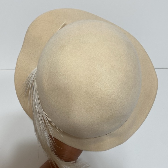 Vintage Adolfo II Gold Studded Wool Hat with Feather - Picture 7 of 15